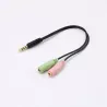Adaptateur Jack Male/2 Jack Femelles 3.5mm - Longueur 0.20M - Noir - en sachet
