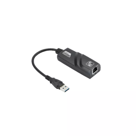Adapateur USB 3.2 gen 1 mâle/RJ45 femelle noir - compatible 1Gbps - Plug&Play - Noir - en sachet