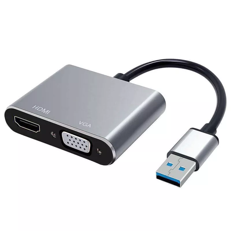 Adaptateur USB 3.0 HEDEN USB 3.0 male / HDMI F + VGA F HDMI 1920*1080P Gamme sachet