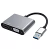 Adaptateur USB 3.0 HEDEN USB 3.0 male / HDMI F + VGA F HDMI 1920*1080P Gamme sachet