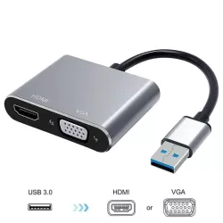 Adaptateur USB 3.0 HEDEN USB 3.0 male / HDMI F + VGA F HDMI 1920*1080P Gamme sachet