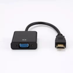 Adaptateur VGA femelle vers HDMI mâle - HDMI fiche or - Noir - Câble 15 cm - en sachet