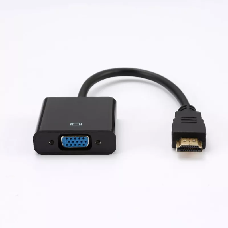 Adaptateur VGA femelle vers HDMI mâle - HDMI fiche or - Noir - Câble 15 cm - en sachet