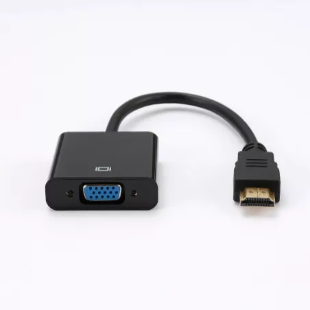 Adaptateur VGA femelle vers HDMI mâle - HDMI fiche or - Noir - Câble 15 cm - en sachet