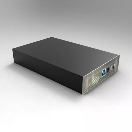 Boitier externe HEDEN 3.5" pr 3.5" HDD/SATA jusqu'à 16 To, USB3.0 , boitier en alliage d'alu, noir