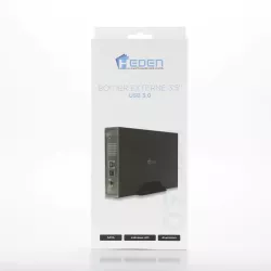 Boitier externe HEDEN 3.5" pr 3.5" HDD/SATA jusqu'à 16 To, USB3.0 , boitier en alliage d'alu, noir