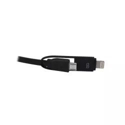 Cable USB de recharge retractable 2en1 de 1M, ligntening + micro usb