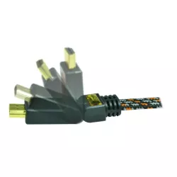 Cable HDMI 1.4 haute définition 2 METRES FULL HD 1080p 3D HDCP - Connecteurs coudés