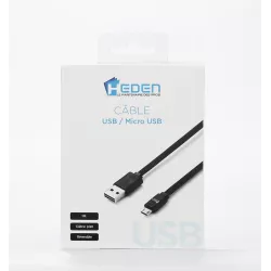 Câble USB/micro USB plat 1m noir - reversible