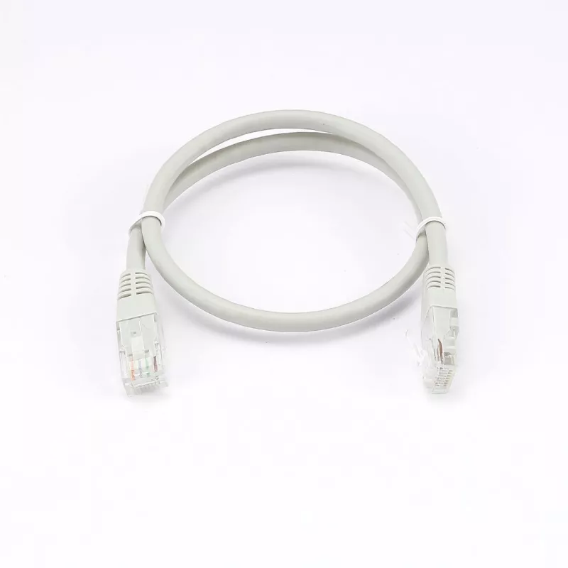 Câble RJ45 Male/Male droit CAT6A U/UTP - Longueur 0.50M - Gris - en sachet