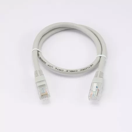 Câble RJ45 Male/Male droit CAT6 U/UTP - Longueur 0.50M - Gris - en sachet