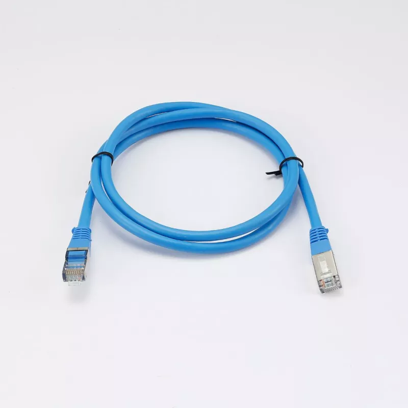 Câble RJ45 Male/Male droit CAT6A F/UTP - Longueur 1M - Bleu - en sachet