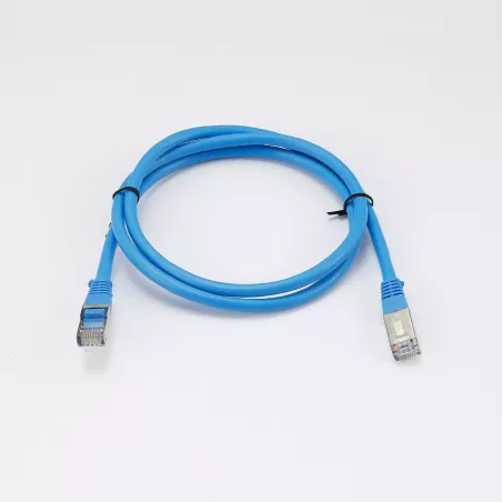 Câble RJ45 Male/Male droit CAT6A F/UTP - Longueur 1M - Bleu - en sachet