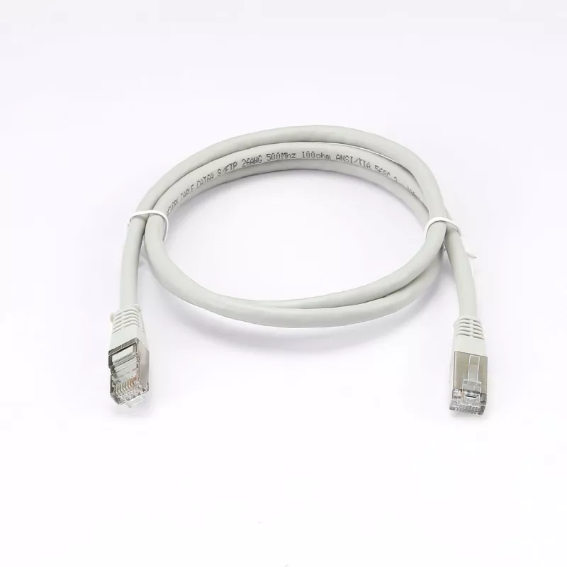 Câble RJ45 Male/Male droit CAT6A S/FTP - Longueur 1M - Gris - en sachet