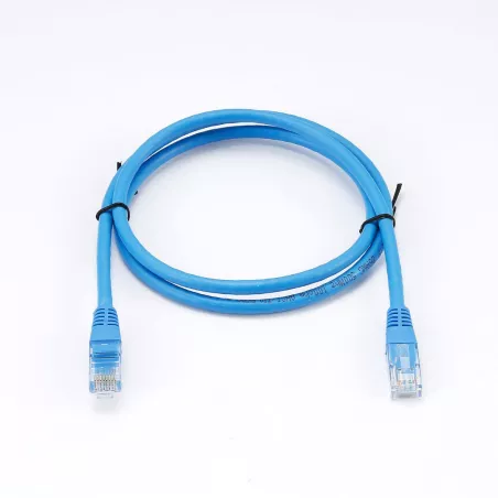 Câble RJ45 Male/Male droit CAT6A U/UTP - Longueur 1M - Bleu - en sachet