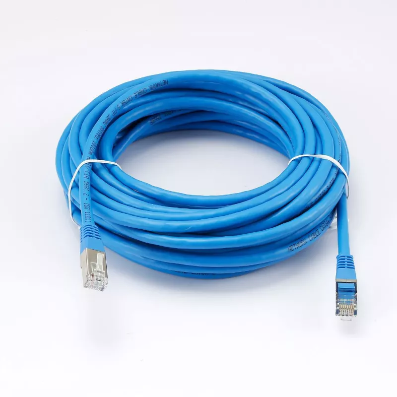 Câble RJ45 Male/Male droit CAT6A S/FTP - Longueur 10M - Bleu - en sachet