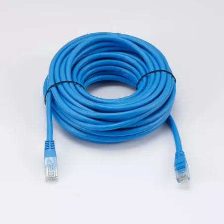 Câble RJ45 Male/Male droit CAT6 U/UTP - Longueur 10M - Bleu - en sachet