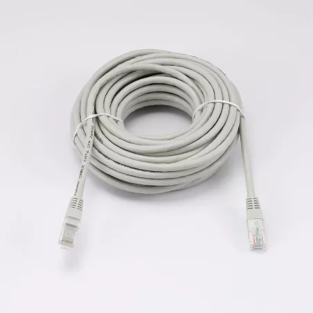 Câble RJ45 Male/Male droit CAT6 U/UTP - Longueur 10M - Gris - en sachet