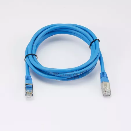 Câble RJ45 Male/Male droit CAT6A F/UTP - Longueur 2M - Bleu - en sachet