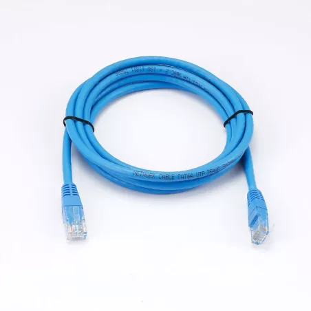 Câble RJ45 Male/Male droit CAT6A U/UTP - Longueur 2M - Bleu - en sachet