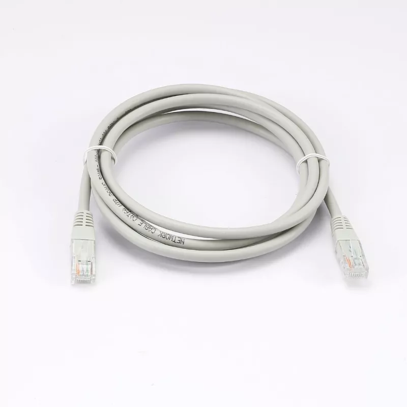 Câble RJ45 Male/Male droit CAT6A U/UTP - Longueur 2M - Gris - en sachet