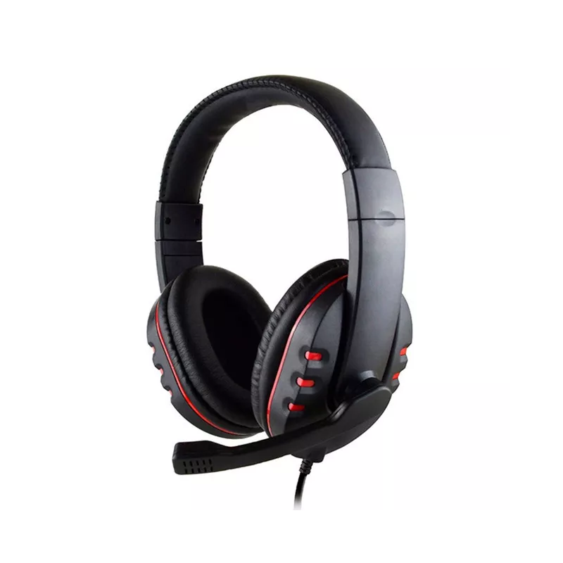 Casque micro HEDEN filaire connecteur USB, telecommande intégr micro pivotant, arceau réglable noir- rouge