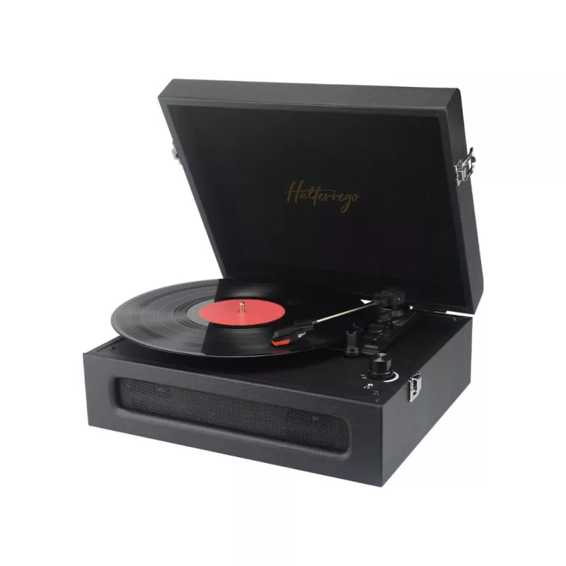 Platine vinyle HALTERREGO SOHO 2, 3 vitesses de lecture, enceintes stéréo intégrées. Entrée : jack audio 3,5 mm - Sortie RCA…
