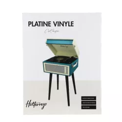 Platine vinyle Halterrego avec 4 pieds en bois amovibles et HP intégrés, RMS 2*5W, RCA out, Aux in et prise casque,BT IN/OUT…