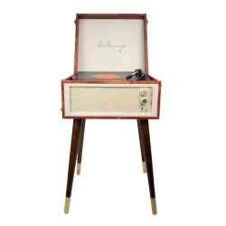 Platine vinyle COTTAGE bluetooth out 4 pieds amovibles motif cuir vintage