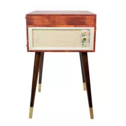Platine vinyle COTTAGE bluetooth out 4 pieds amovibles motif cuir vintage