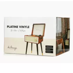 Platine vinyle COTTAGE bluetooth out 4 pieds amovibles motif cuir vintage