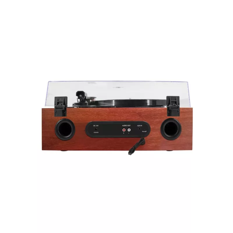 Platine vinyle Halterrego ALL-in-one avec 2 HP intégrés / couvercle, RMS 2* 8W, 3 vitesses, lecteur CD, BT IN, Radio FM, Aux…