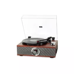 Platine vinyle Halterrego ALL-in-one avec 2 HP intégrés / couvercle, RMS 2* 8W, 3 vitesses, lecteur CD, BT IN, Radio FM, Aux…