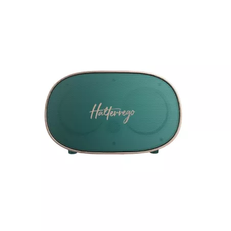 Enceinte Bluetooth Halterrego style rétro couleur verte. BT V5.0, lecteur de carte micro SD, Aux in, 6w RMS, batterie…