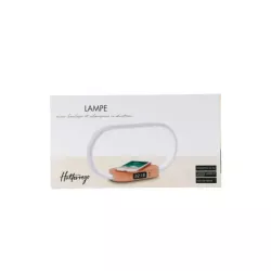 Lampe de chevet avec chargeur induction à 10W, lumiosité réglable, 1 port USB pour la charge, affichage l'heure, en alu et bois