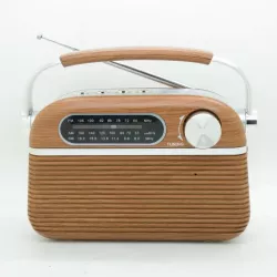 Radio vintage HALTERREGO Aspect bois, AM/FM/SW lecteur USB/ Carte Micro SD prise secteur ou pile (non incluse)