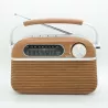 Radio vintage HALTERREGO Aspect bois, AM/FM/SW lecteur USB/ Carte Micro SD prise secteur ou pile (non incluse)