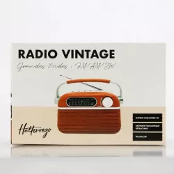 Radio vintage HALTERREGO Aspect bois, AM/FM/SW lecteur USB/ Carte Micro SD prise secteur ou pile (non incluse)