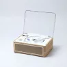 Lecteur CD HALTERREGO, radio FM, bluetooth, rechargeable, style rétro, bois clair