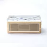 Lecteur CD HALTERREGO, radio FM, bluetooth, rechargeable, style rétro, bois clair