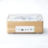 Lecteur CD HALTERREGO, radio FM, bluetooth, rechargeable, style rétro, bois clair