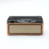 Lecteur CD HALTERREGO, radio FM, bluetooth, rechargeable, style rétro, bois foncé