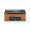 Lecteur CD HALTERREGO, radio FM, bluetooth, rechargeable, style rétro, bois foncé