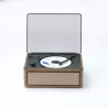 Lecteur CD HALTERREGO, radio FM, bluetooth, rechargeable, style rétro, bois foncé