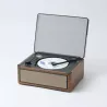 Lecteur CD HALTERREGO, radio FM, bluetooth, rechargeable, style rétro, bois foncé