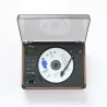 Lecteur CD HALTERREGO, radio FM, bluetooth, rechargeable, style rétro, bois foncé