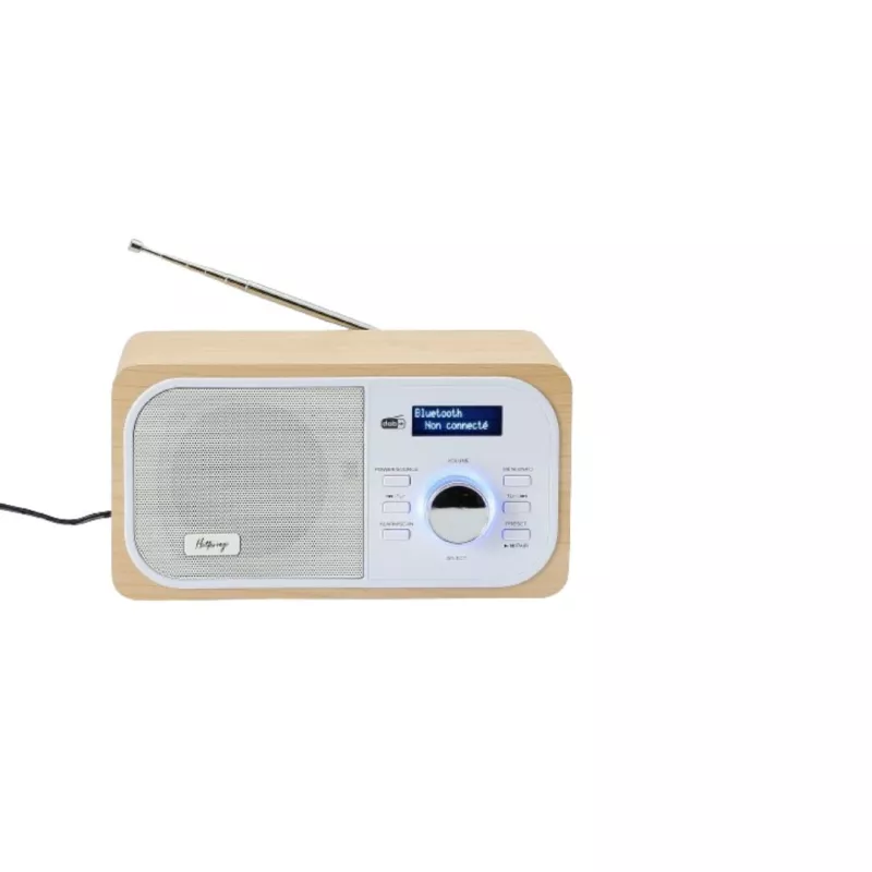 Radio DAB+/DAB/FM, connexion Bluetooth, double alarme, écran LCD, Luminosité réglable, antenne téléscopique, RMS 3W…