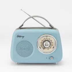 Enceinte/Radio HALTERREGO rétro 2, 5W RMS, Bluetooth, Radio FM, lecteur USB, Aux IN, batterie rechargeable, bleu