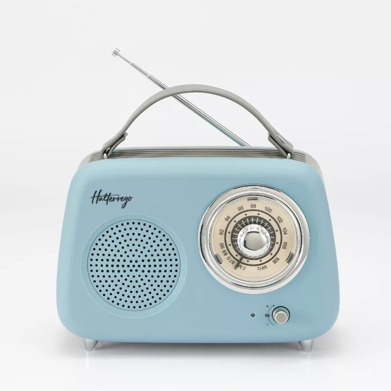Enceinte/Radio HALTERREGO rétro 2, 5W RMS, Bluetooth, Radio FM, lecteur USB, Aux IN, batterie rechargeable, bleu