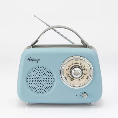 Enceinte/Radio HALTERREGO rétro 2, 5W RMS, Bluetooth, Radio FM, lecteur USB, Aux IN, batterie rechargeable, bleu